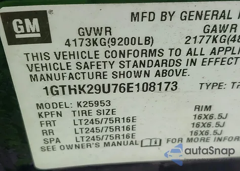 2006 GMC Sierra 2500Hd Sle1 z USA, uszkodzony, nr VIN 1GTHK29U76E108173